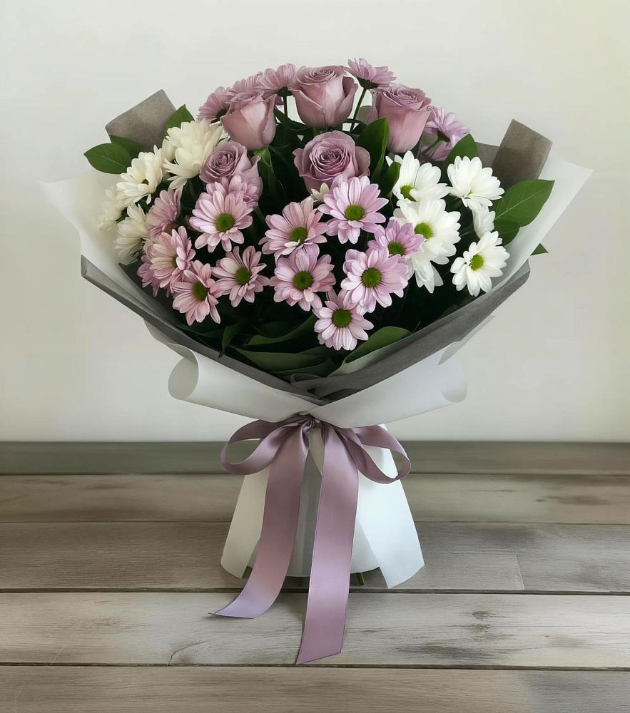 Букет цветов из: Хризантемы и Розы в Ульянино