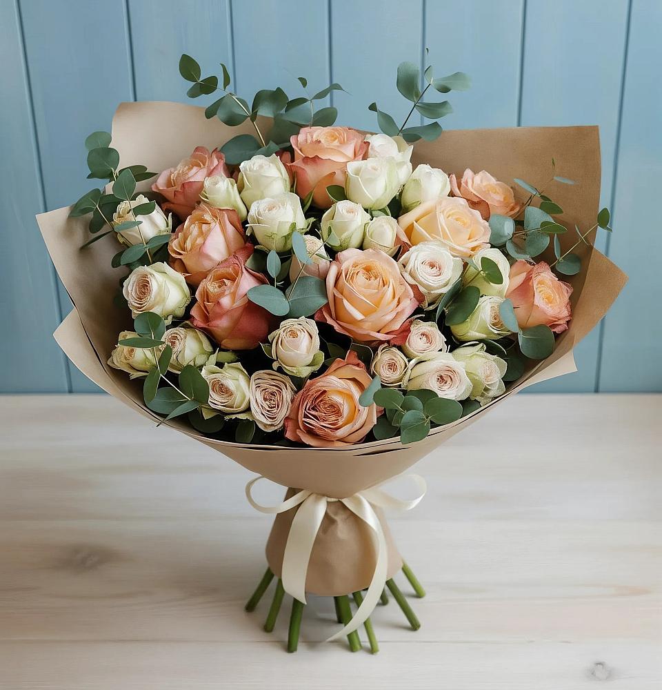 Букет цветов из: Альстромерии и Розы в Ульянино