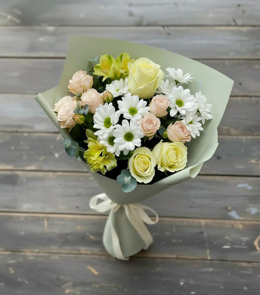 Букет цветов из: Альстромерии, Розы и Хризантемы в Ульянино