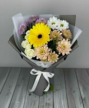 Букет цветов из:  Розы, Герберы и Хризантемы #REPLACE_PRED# Ульянино