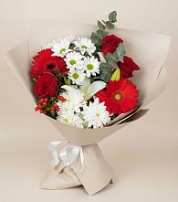 Букет цветов из:  Розы, Хризантемы, Герберы и Лилии в Ульянино