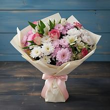 Букет цветов из:  Хризантемы, Альстромерии и Розы в Ульянино