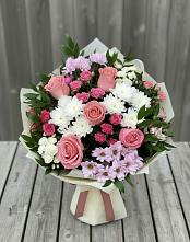 Букет цветов из:  Альстромерии, Гвоздики, Розы и Хризантемы в Ульянино