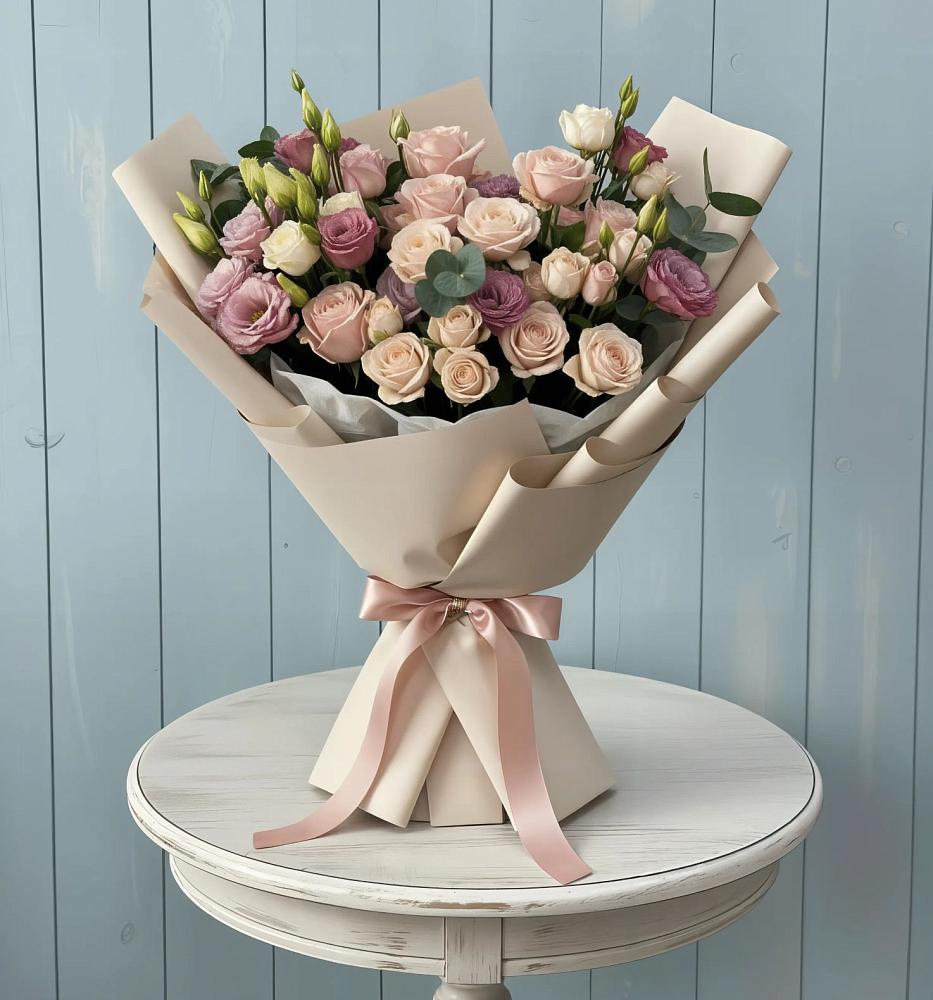 Букет цветов из: Розы и Лизиантусы в Ульянино