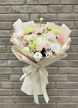 Букет цветов из:  Гвоздики, Розы, Лизиантусы и Хризантемы в Ульянино