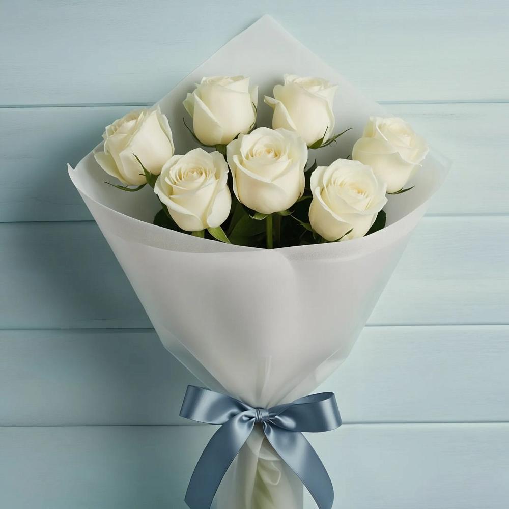 Букет 7 Белых роз Эдлесс Лав в Ульянино